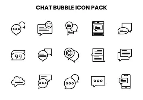 Chat Bubble Line Bundle Icons Pack Stock Illustration
