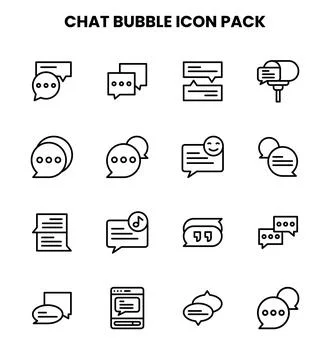 Chat Bubble Line Collection Icons Pack Иллюстрация