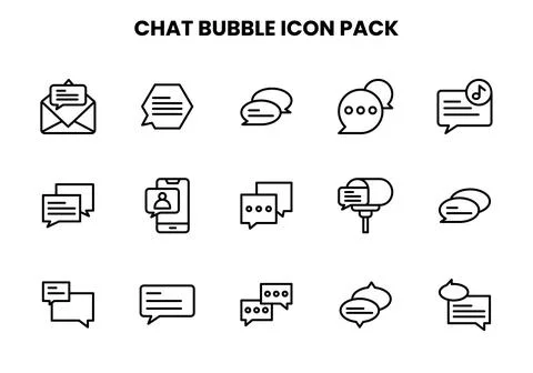 Chat Bubble Line Design Icons Pack Ilustración de archivo