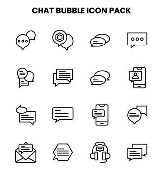 Chat Bubble Line Scalable Icons Pack Stock Illustration