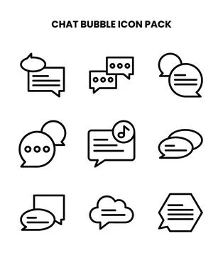 Chat Bubble Line Set Icons Pack Stock Illustration