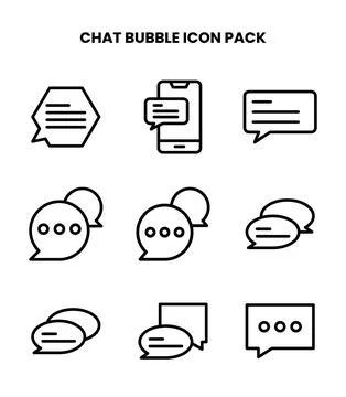 Chat Bubble Line Set Icons Pack 스톡 일러스트
