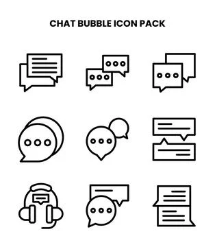 Chat Bubble Line Vector Icons Pack Stock Illustration