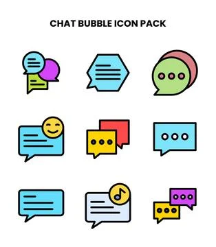 Chat Bubble Lineal Color Bundle Icons Pack Stock Illustration