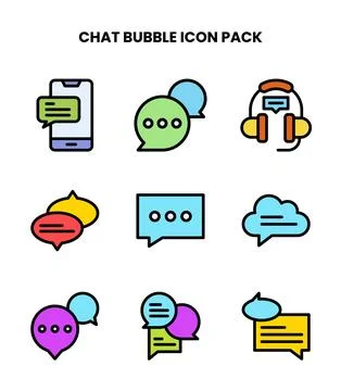 Chat Bubble Lineal Color Design Icons Pack Иллюстрация