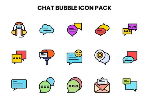 Chat Bubble Lineal Color Graphics Icons Pack Stock Illustration