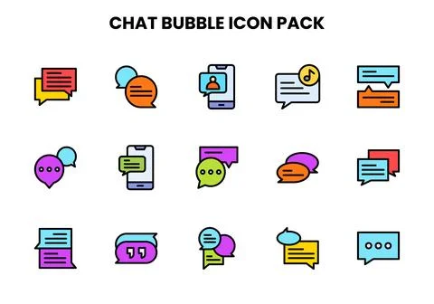 Chat Bubble Lineal Color Scalable Icons Pack Ilustração Stock