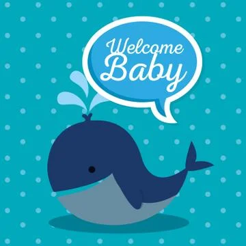 Chat bubble message and whale decoration Illustrazione stock