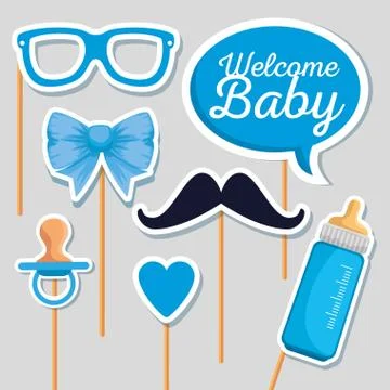 Chat bubble message with feeding bottle and pacifier 스톡 일러스트