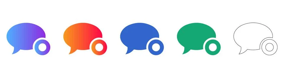 Chat Bubble with Notification Badge Icon Set Illustrazione stock