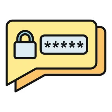 Chat bubble with password field and padlock icon Stock Illustration