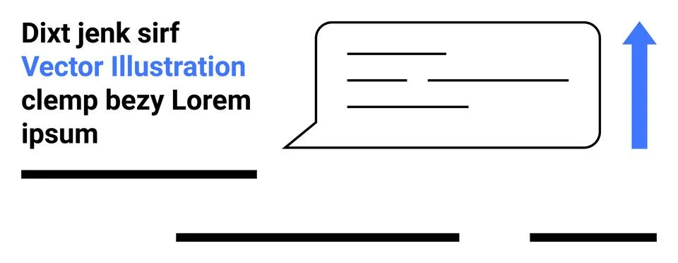 Chat bubble with sample text next to an upward arrow. Ideal for communication Stock Illustration