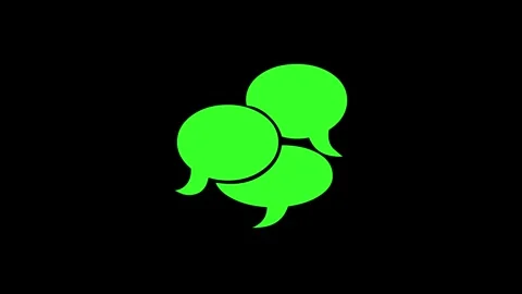 Chat bubble shape icon green color animation on black background Stock Footage 279093896