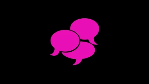 Chat bubble shape icon pink color animation on black background Stock Footage 279093903