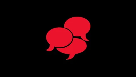 Chat bubble shape icon red color animation on black background Stock Footage 279093911
