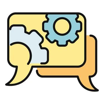 Chat bubble showing gears for communication and support Stock Illustration