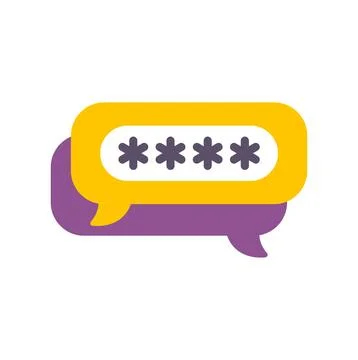 Chat bubble showing private message password security Illustrazione stock