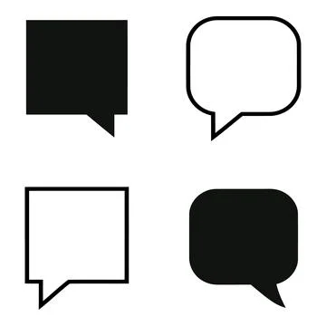 Chat bubble silhouette and line art vector illustration on white background Stock Illustration