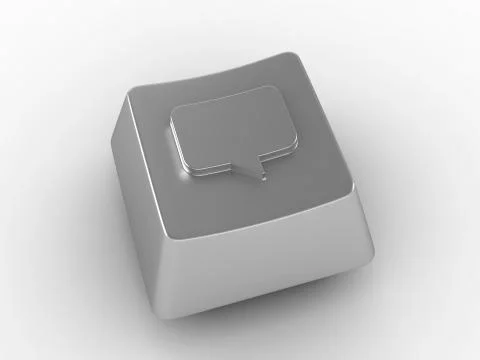 Chat bubble on silver button Foto stock
