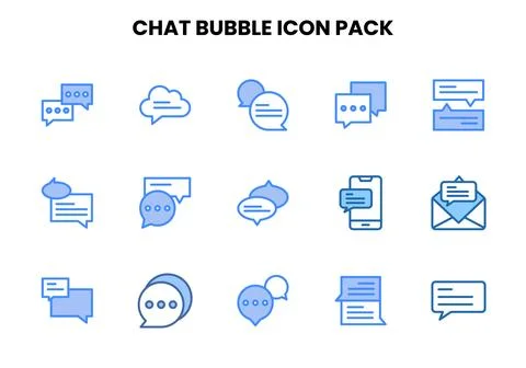 Chat Bubble Two Colour Set Icons Pack Stock Illustration