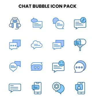 Chat Bubble Two Colour SVG Icons Pack Stock Illustration