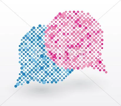 Chat bubbles in blue and pink colors Stock Illustration