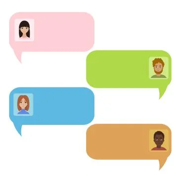 Chat bubbles. Chatbot and real people message Stock Illustration