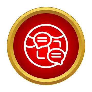 Chat bubbles circling globe representing global communication Stock Illustration