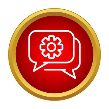 Chat bubbles with gear icon on red button Ilustração Stock