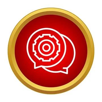 Chat bubbles with gear icon representing technical support Illustrazione stock