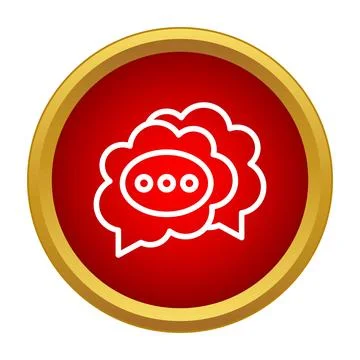 Chat bubbles icon in red round frame Stock Illustration
