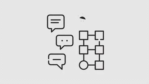 Chat Bubbles, Idea Bulb and Flow Diagram Path Reveal on Transparent Background Stock Footage 337660429