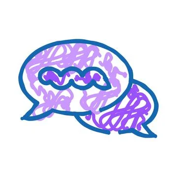 Chat bubbles with messy lines indicating confusion or difficulty 스톡 일러스트