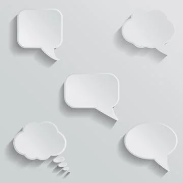 Chat bubbles - paper cut design. White color on light grey background. 스톡 일러스트
