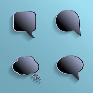 Chat bubbles - paper cut design. Black color on marine background Иллюстрация