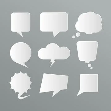 Chat bubbles in paper style icon. Communication cloud messages abstract shape Stock Illustration