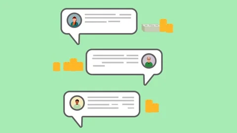 Chat bubbles people sending messages and money  flat animation 4K Stock Footage 262618892