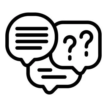 Chat bubbles with question marks and lines icon Illustrazione stock