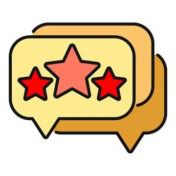 Chat bubbles with stars representing customer feedback quality 库存插图