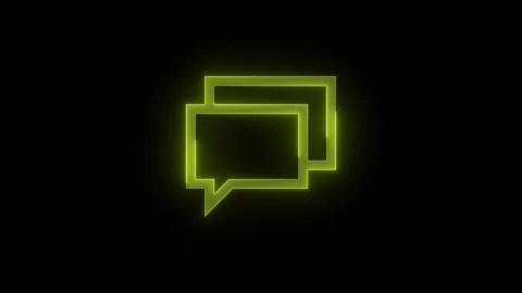 Chat bubbles stroke icon glowing neon yellow color animation Stock Footage 289398989