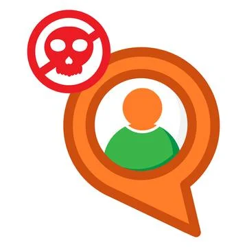 Chat buble with skull icon Stock Illustration