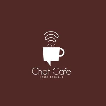 Chat Cafe Logo Design Symbol Template Flat Style Vector Stock Illustration