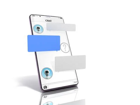 Chat with chat bot Chat message on smartphone chat window in the smartphone e Stock Illustration