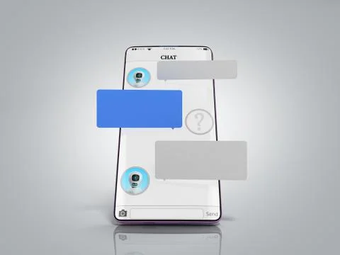 Chat with chat bot Chat message on smartphone chat window in the smartphone e Stock Illustration
