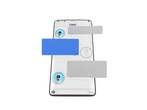 Chat with chat bot Chat message on smartphone chat window in the smartphone e Stock Illustration