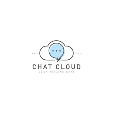 Chat with cloud line logo design icon illustration Stock Illustration