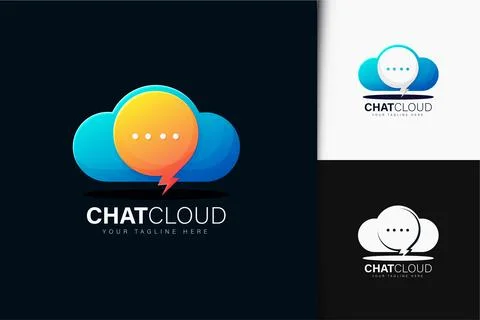 Chat cloud logo design with gradient Stock Illustration