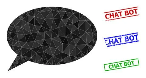 Chat Cloud Triangle Icon and Distress Chat Bot Simple Stamp Seals Illustrazione stock