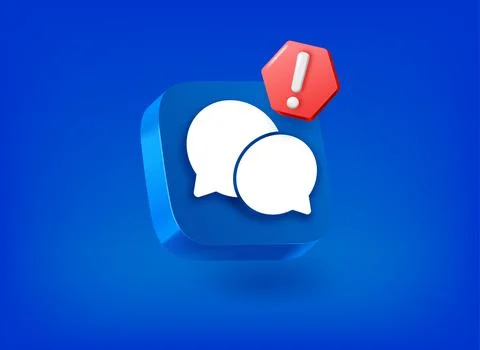 Chat clouds icon with exclamation point pictogram. Vector 3d illustration 스톡 일러스트