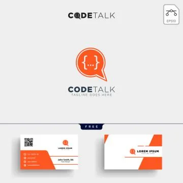 Chat coding programmer logo template and business card Stock Illustration